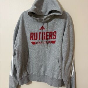 Adidas Baseball Rutgers University Hoodie Gray Athletic Pullover Size XL Soft